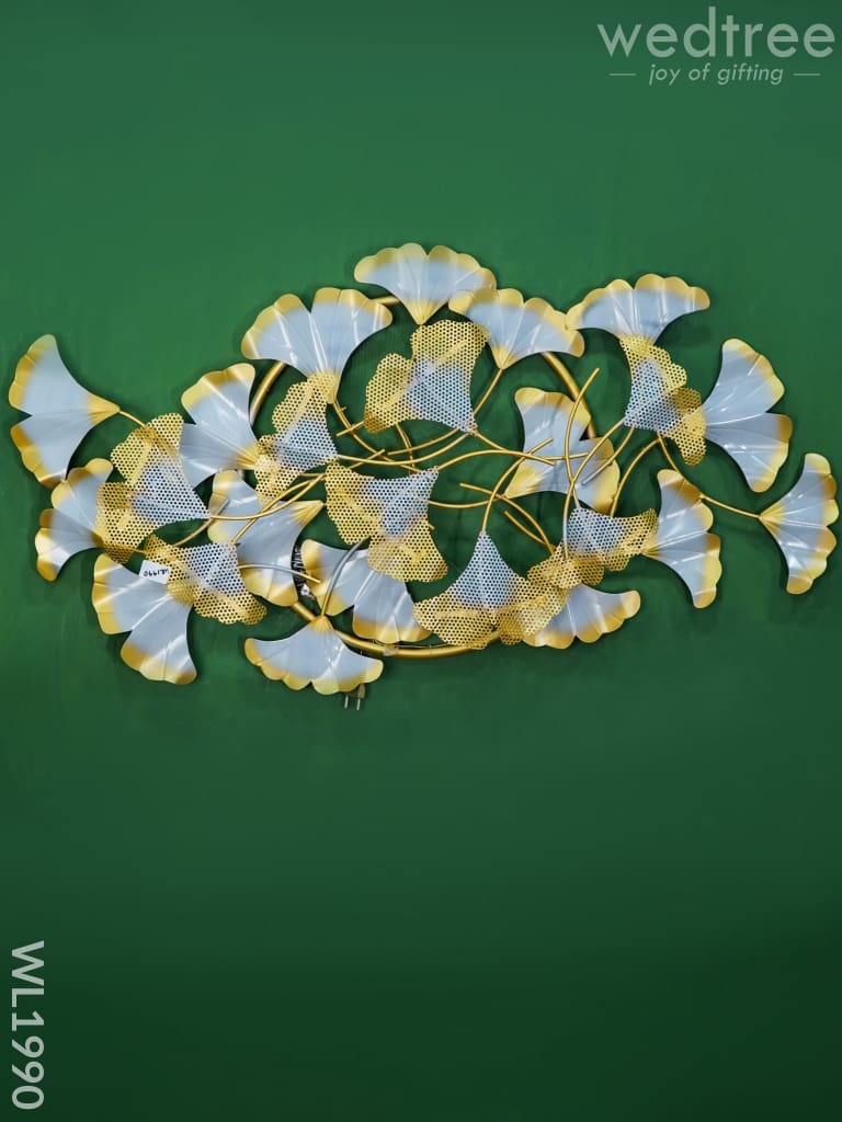 Metal Wall Decor - Gold And Silver Floral With Led Lights Wl1990 Hanging