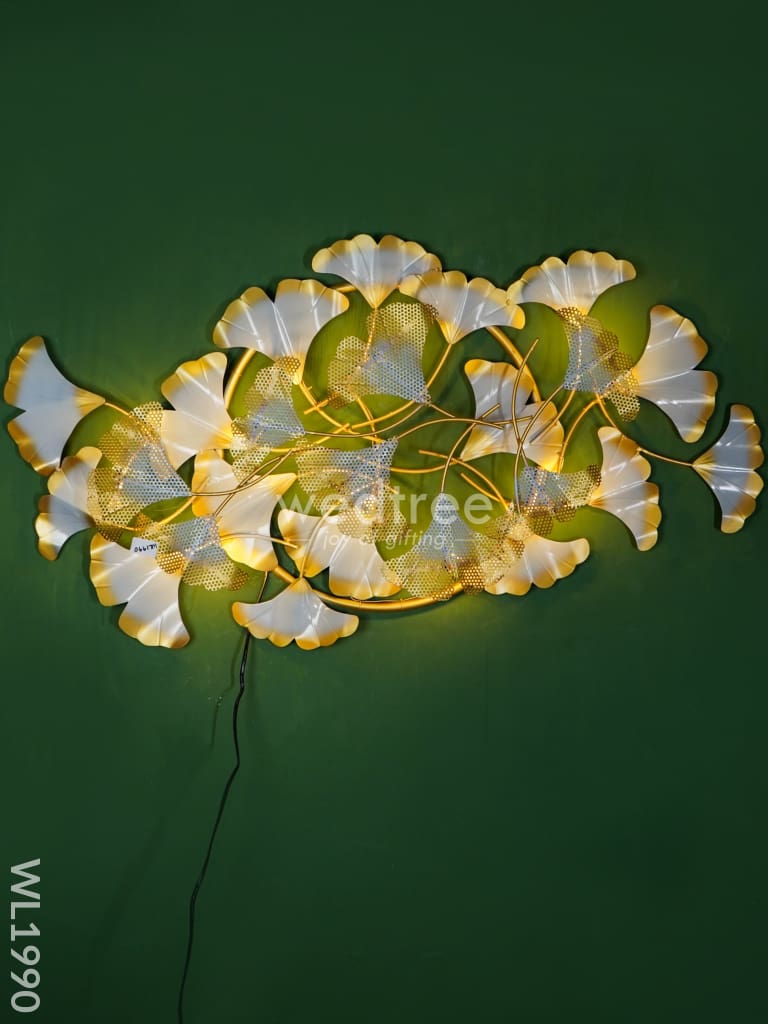 Metal Wall Decor - Gold And Silver Floral With Led Lights Wl1990 Hanging