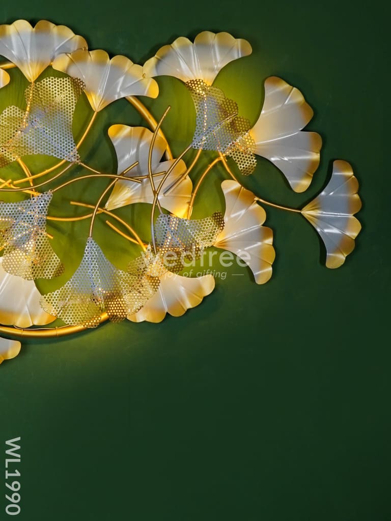 Metal Wall Decor - Gold And Silver Floral With Led Lights Wl1990 Hanging