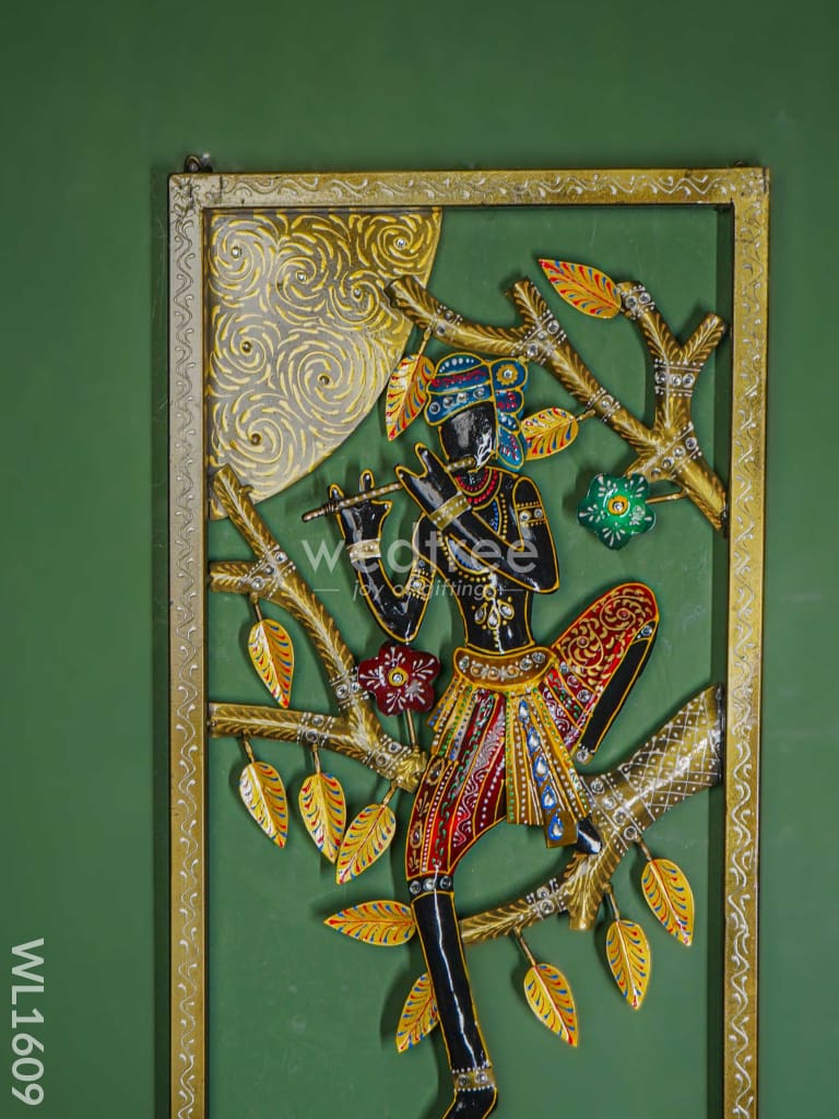 Metal Wall Hanging Frame - Mural Krishna Wl1609 Decor