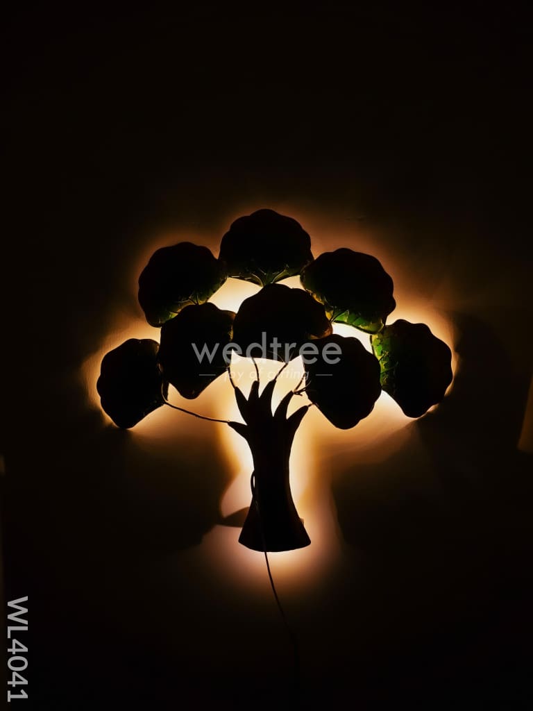 Metal Wall Hanging Tree With Green Leaves - Wl4041 Decor Showpiece