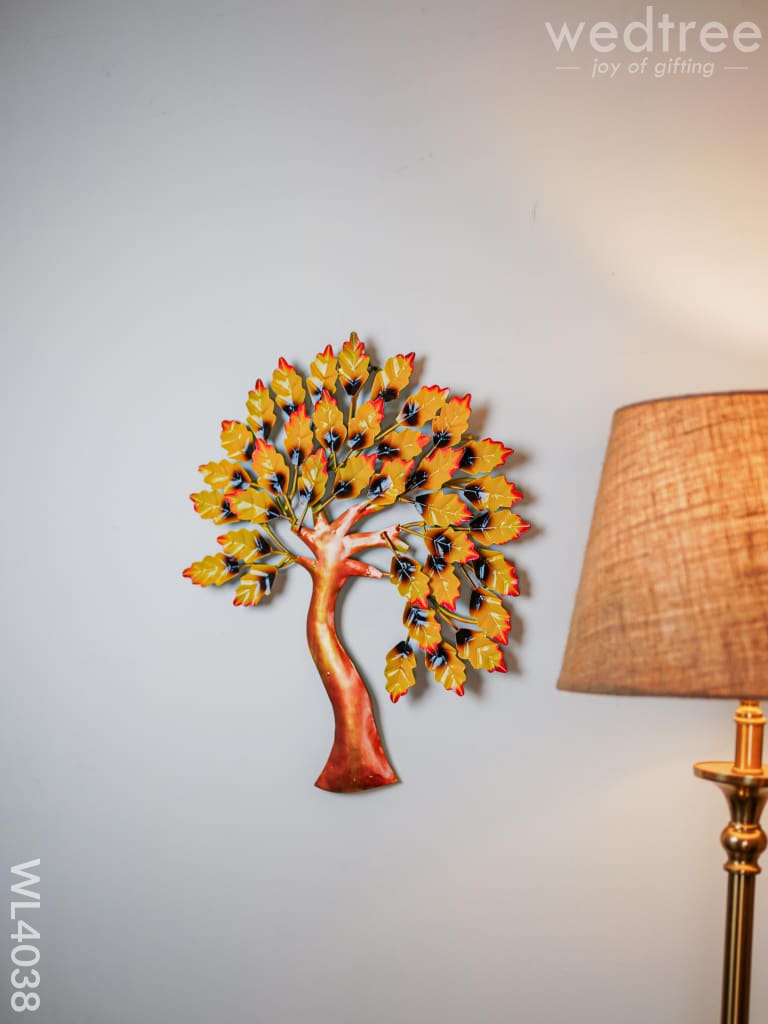 Metal Wall Hanging Tree With Yellow Leaves - Wl4038 Decor Showpiece