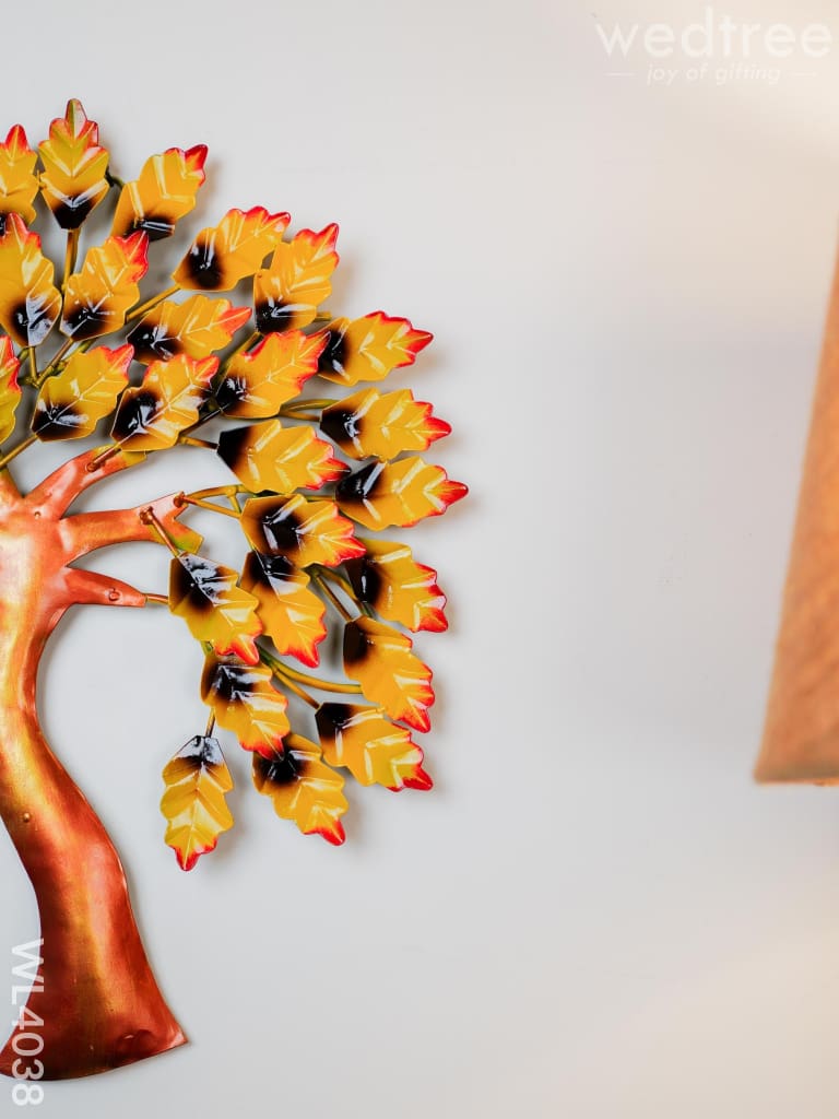 Metal Wall Hanging Tree With Yellow Leaves - Wl4038 Decor Showpiece