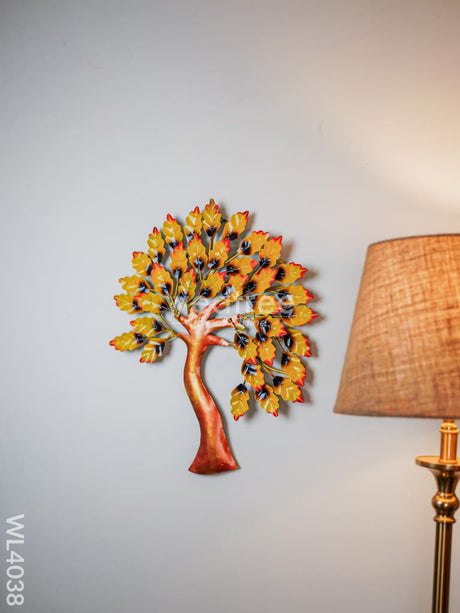 Metal Wall Hanging Tree With Yellow Leaves - Wl4038 Decor Showpiece