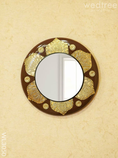 Mirror - Brass Floral Embossed 16 Inch Wl3050 Mirrors