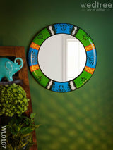 Mirrors - Hand Painted With Blue Green And Black Design 18Inches