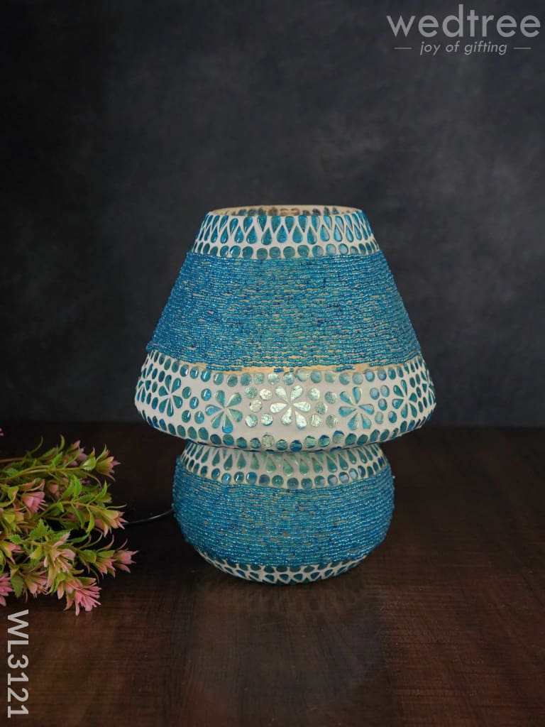 Mosaic Glass Table Lamp - 10 Inch Wl3121 Blue Pottery