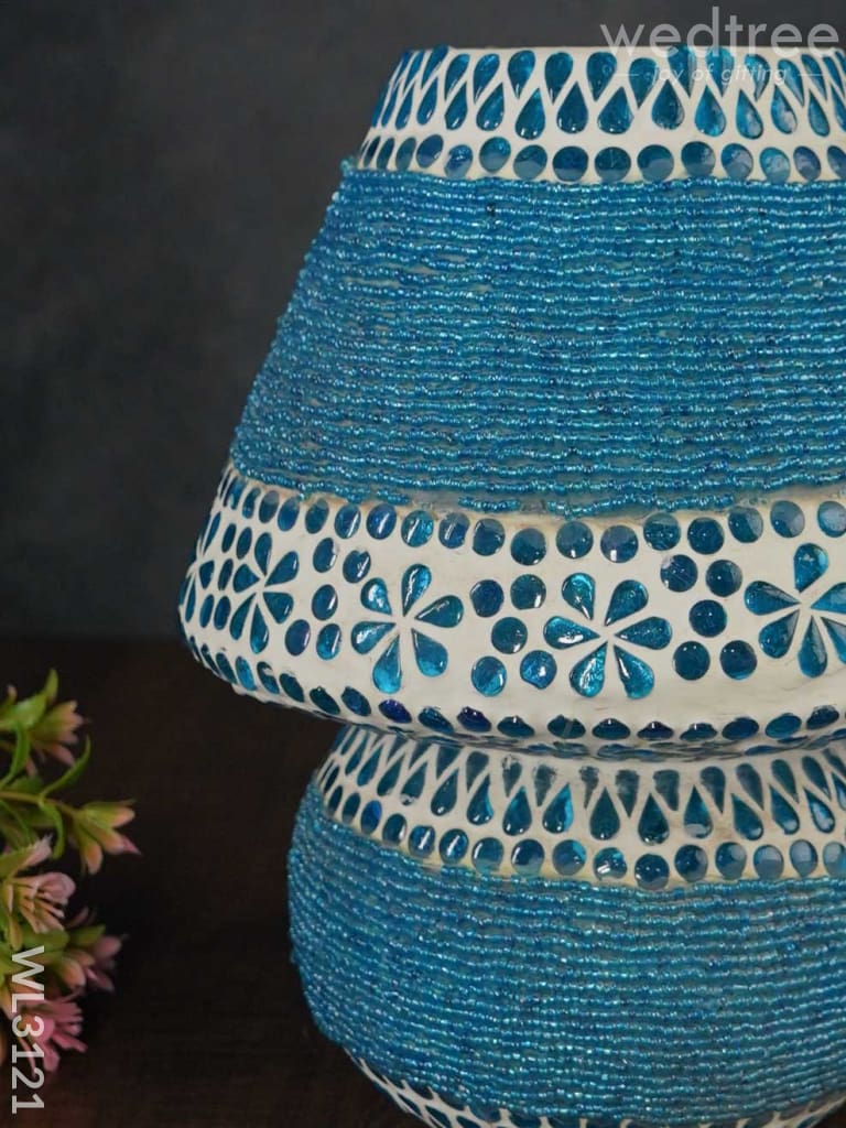 Mosaic Glass Table Lamp - 10 Inch Wl3121 Blue Pottery