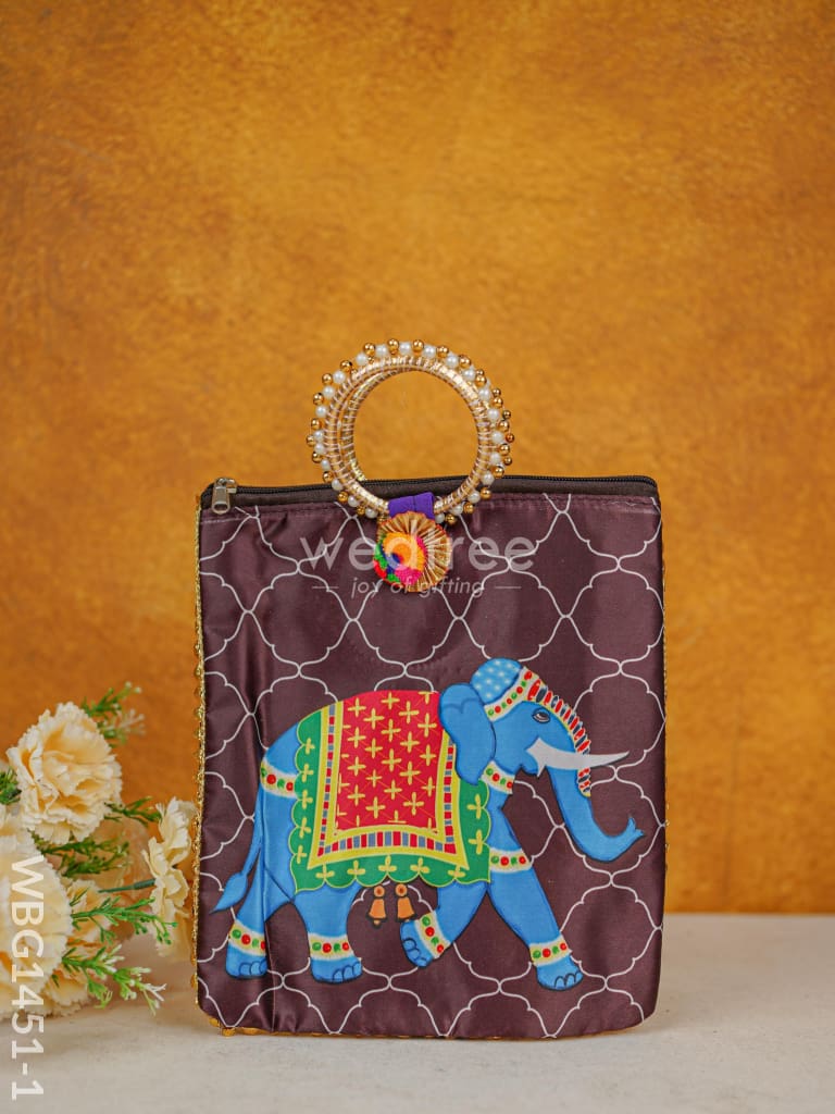 Multi Color - Elephant Digital Printed Hand Bags Wbg1451 Fabric Bags