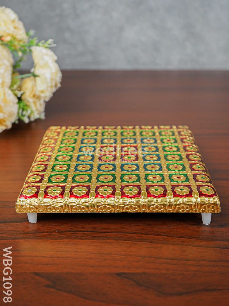 Multi Coloured Meenakari Manai - 8X8 Inch Wbg1098 Pooja Utilities