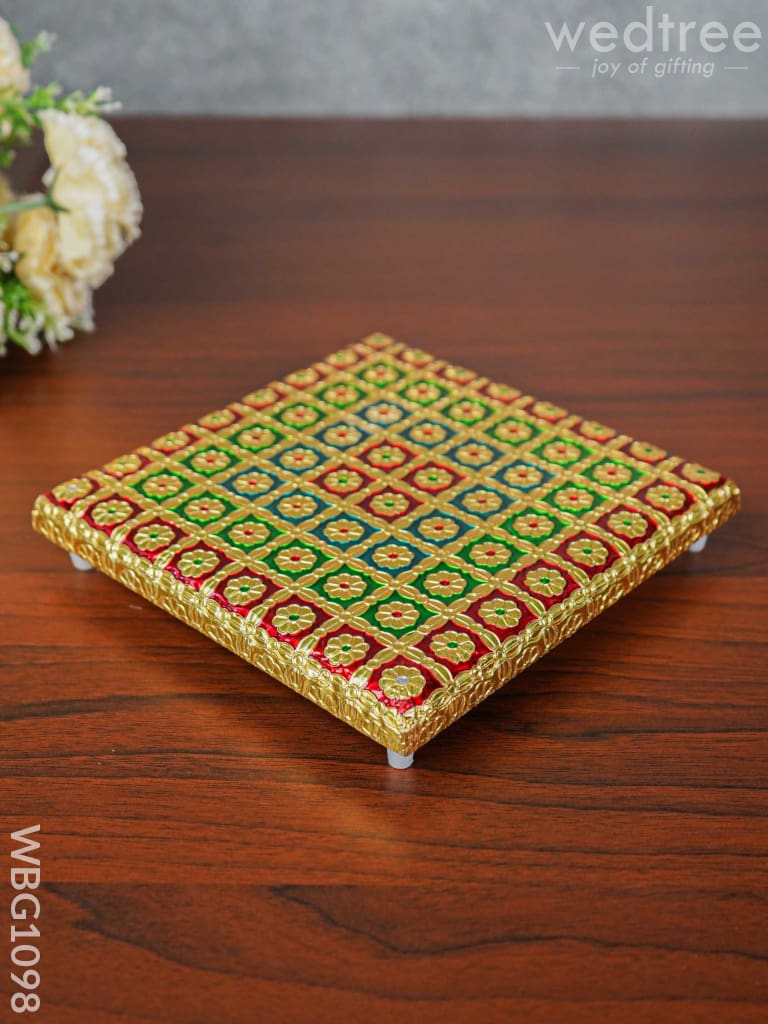 Multi Coloured Meenakari Manai - 8X8 Inch Wbg1098 Pooja Utilities