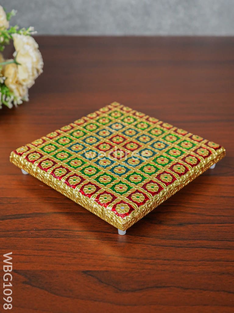 Multi Coloured Meenakari Manai - 8X8 Inch Wbg1098 Pooja Utilities