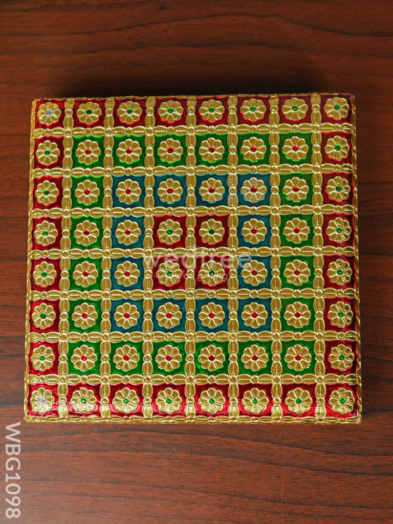 Multi Coloured Meenakari Manai - 8X8 Inch Wbg1098 Pooja Utilities