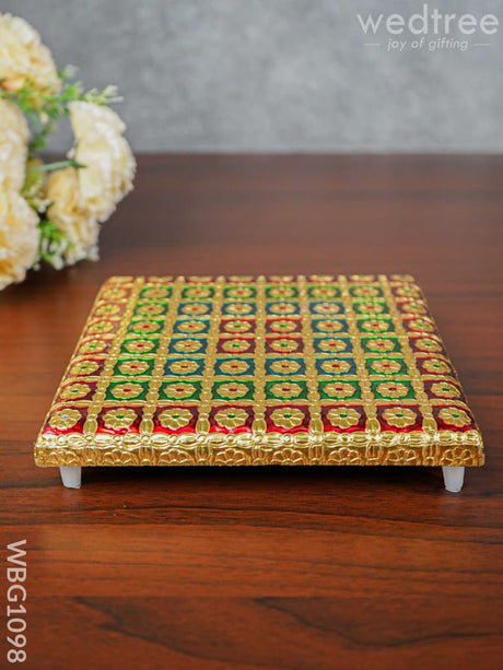 Multi Coloured Meenakari Manai - 8X8 Inch Wbg1098 Pooja Utilities