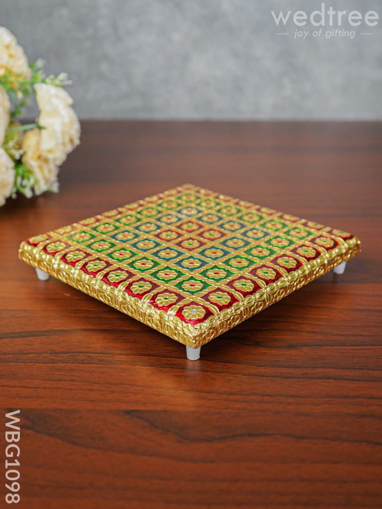 Multi Coloured Meenakari Manai - 8X8 Inch Wbg1098 Pooja Utilities