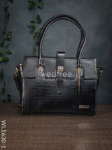 Leather Bag With Flip Lock - Wl1630 Black Handbags