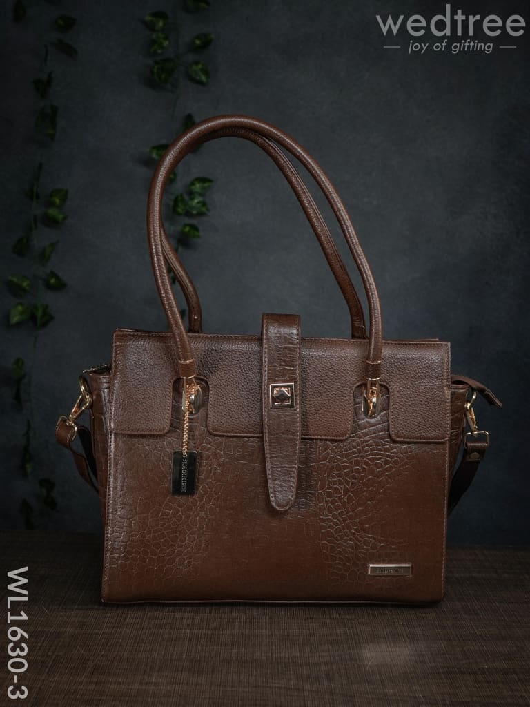 Leather Bag With Flip Lock - Wl1630 Brown Handbags