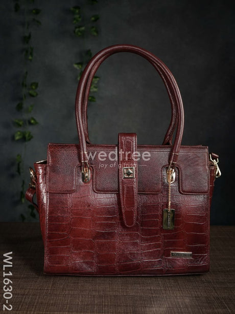 Leather Bag With Flip Lock - Wl1630 Maroon Handbags