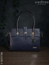 Leather Bag With Flip Lock - Wl1630 Navy Blue Handbags