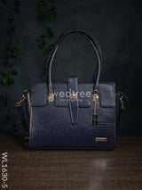 Leather Bag With Flip Lock - Wl1630 Navy Blue Handbags