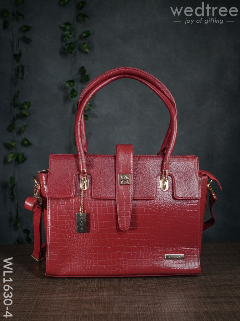 Leather Bag With Flip Lock - Wl1630 Red Handbags