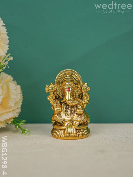 Zinc Alloy Ganesha Idol - Wbg1298 Gold Antique Murti Rg