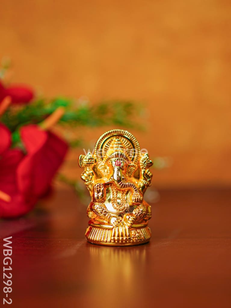 Zinc Alloy Ganesha Idol - Wbg1298 Gold Finish Divine Figurines