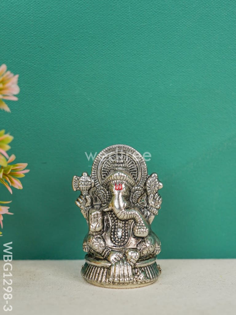 Zinc Alloy Ganesha Idol - Wbg1298 Silver Antique Murti Rg