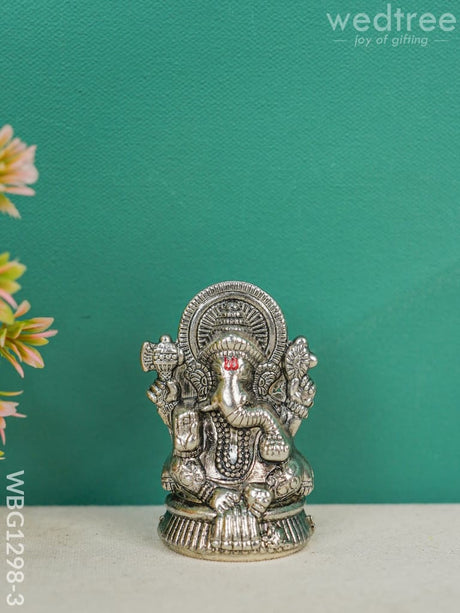 Zinc Alloy Ganesha Idol - Wbg1298 Silver Antique Murti Rg