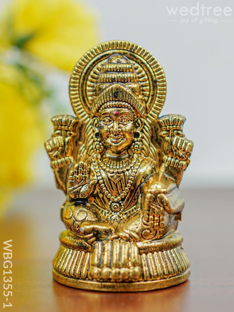 White Metal Lakshmi Idol-Gold Oxidized - Wbg1355-1 Figurine