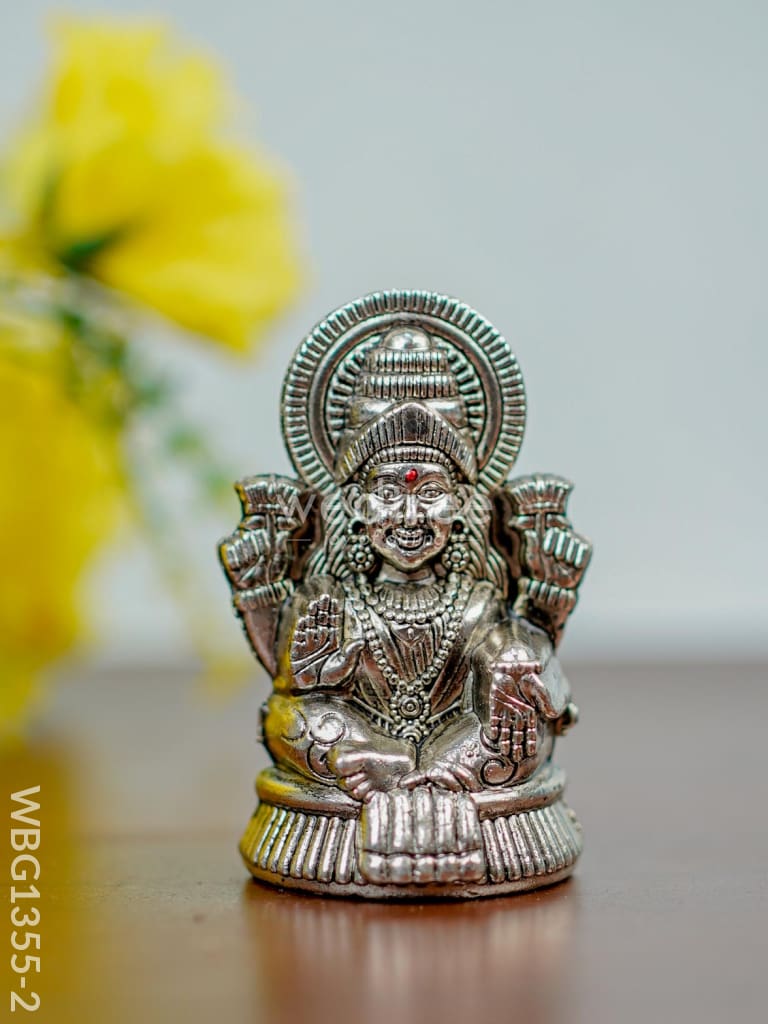 White Metal Lakshmi Idol-Silver Oxidized - Wbg1355-2 Figurine