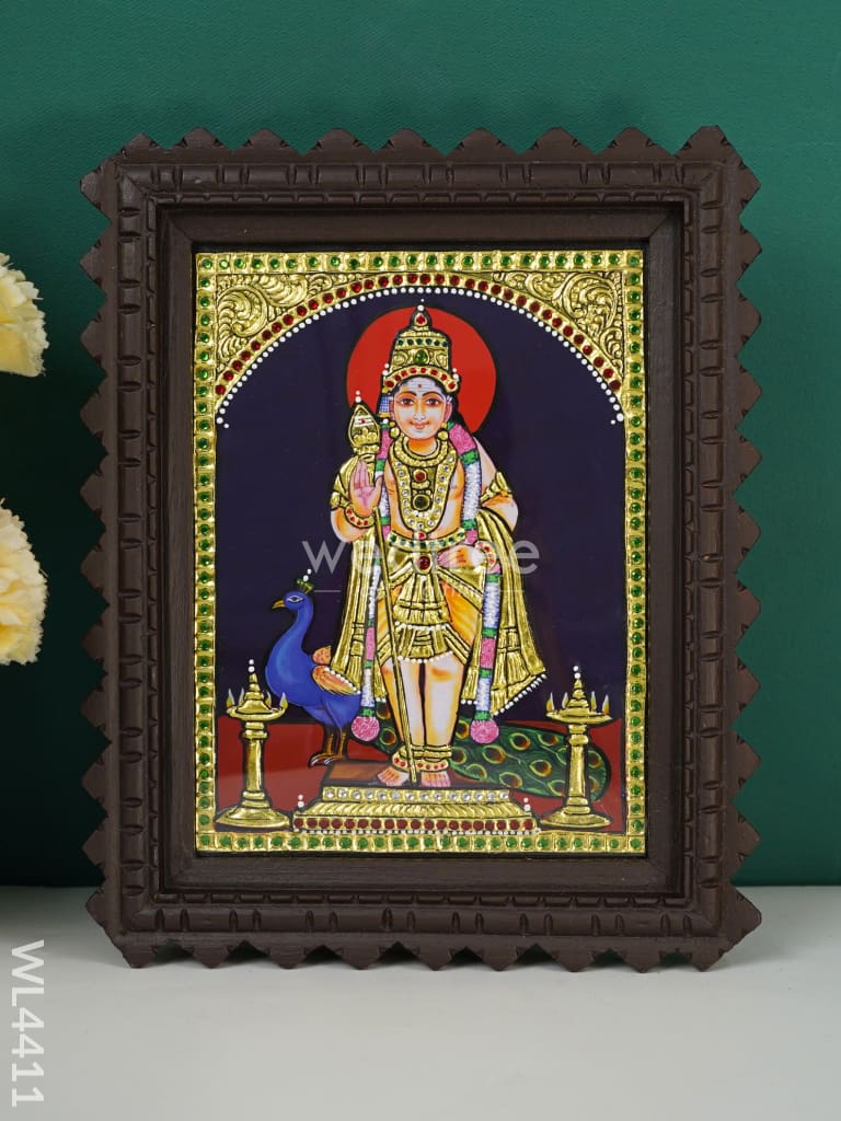 Murugan Photo Frame With Tanjore Art Work - Flat (Gold Foil) 8 X 6 Inch Wl4411 Frames