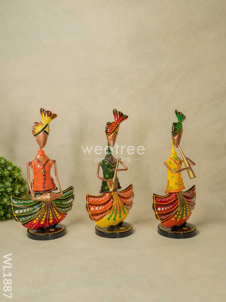 Musicians - Turban Men With Round Base (Set Of 3) Wl1887 Metal Decor Showpiece