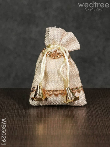 Netted String Bags With Golden Lace And Bells -(3 X 4 ) Inches - Wbg0291
