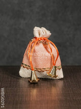 Netted String Bags With Golden Lace And Bells -(3 X 4 ) Inches - Wbg0291