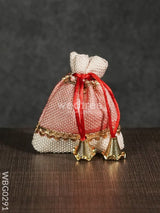 Netted String Bags With Golden Lace And Bells -(3 X 4 ) Inches - Wbg0291