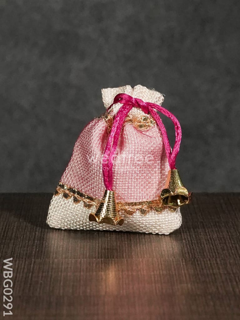 Netted String Bags With Golden Lace And Bells -(3 X 4 ) Inches - Wbg0291