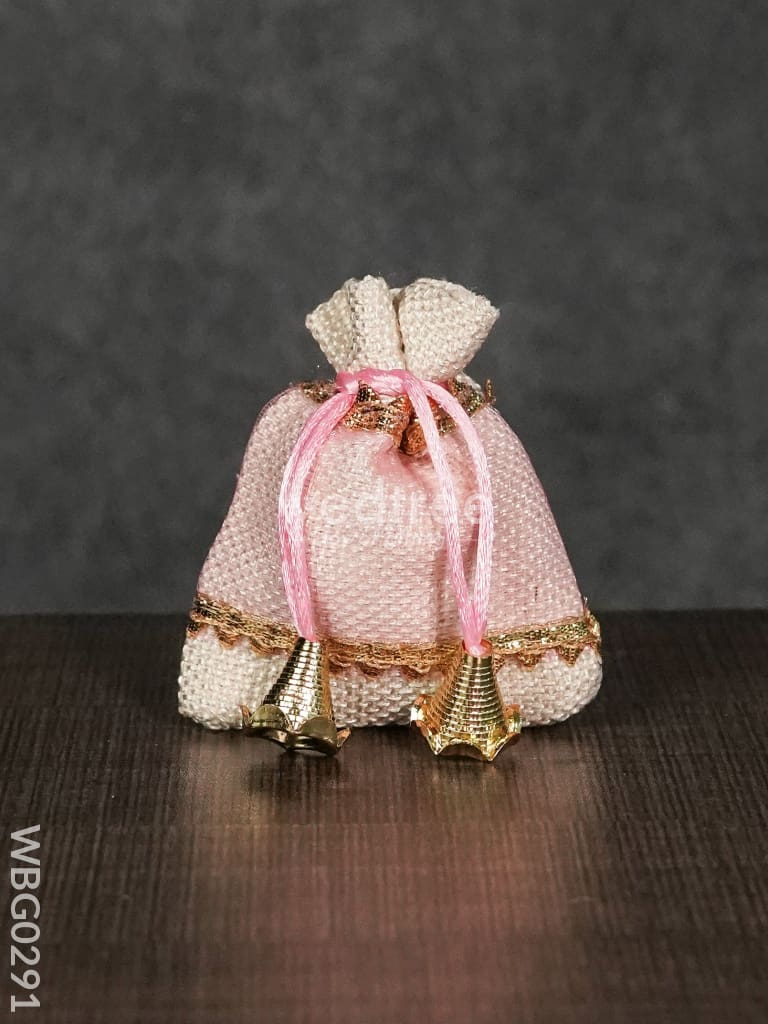 Netted String Bags With Golden Lace And Bells -(3 X 4 ) Inches - Wbg0291