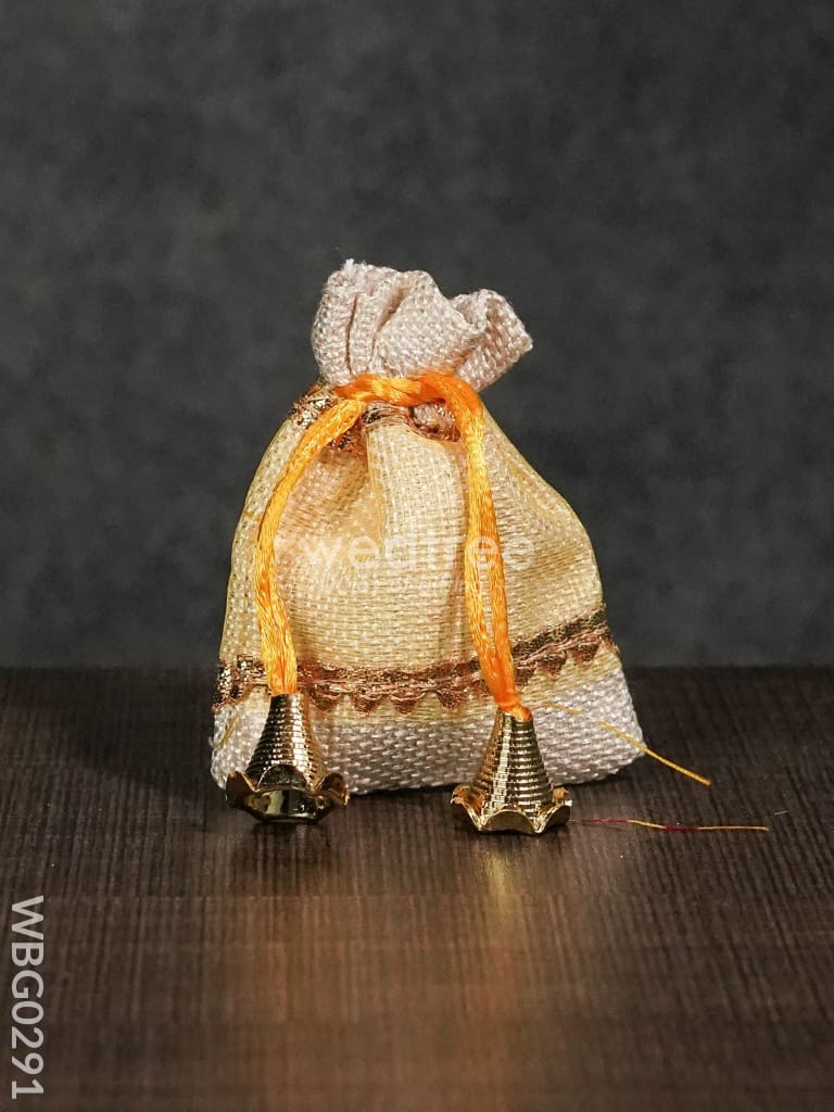 Netted String Bags With Golden Lace And Bells -(3 X 4 ) Inches - Wbg0291