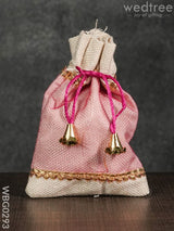 Netted String Bags With Golden Lace And Bells -(5 X 7 ) Inches - Wbg0293