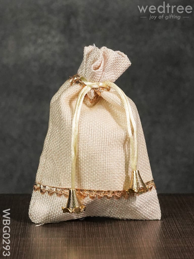 Netted String Bags With Golden Lace And Bells -(5 X 7 ) Inches - Wbg0293