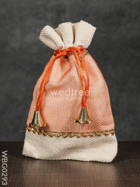 Netted String Bags With Golden Lace And Bells -(5 X 7 ) Inches - Wbg0293