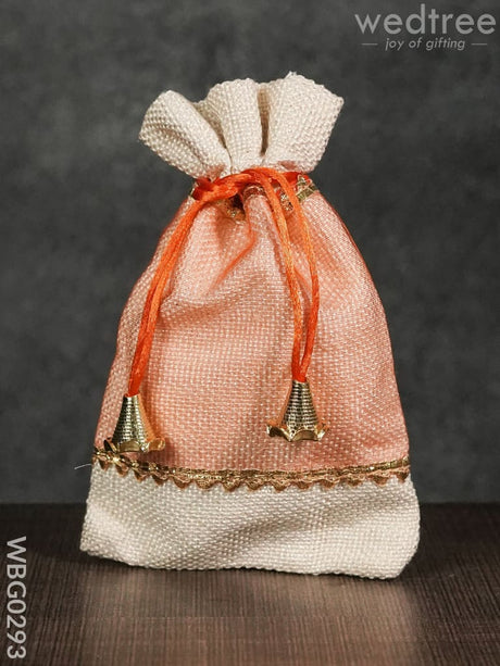 Netted String Bags With Golden Lace And Bells -(5 X 7 ) Inches - Wbg0293