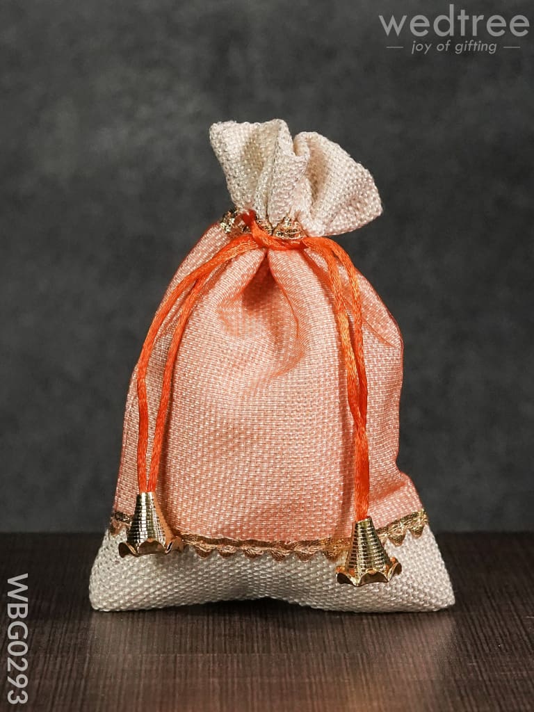 Netted String Bags With Golden Lace And Bells -(5 X 7 ) Inches - Wbg0293