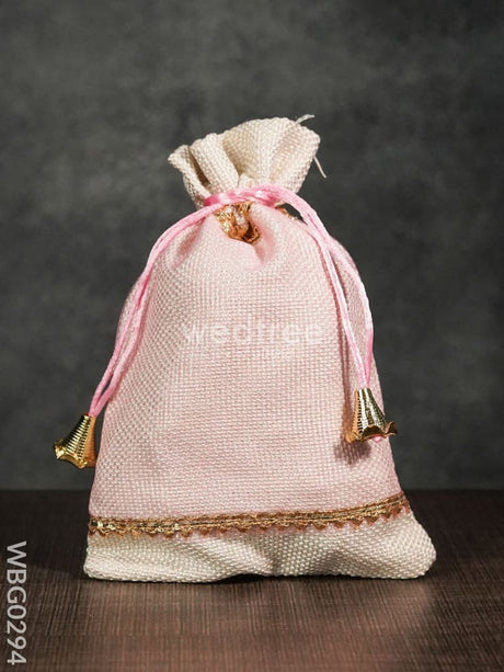 Netted String Bags With Golden Lace And Bells -(6 X 9 ) Inches - Wbg0294