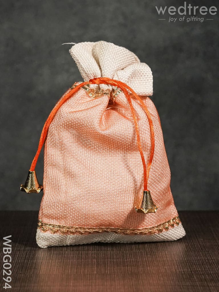 Netted String Bags With Golden Lace And Bells -(6 X 9 ) Inches - Wbg0294