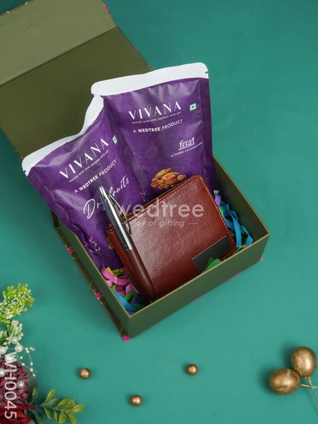 New Year Hamper 11 - Wallet & Pen With Dry Fruits Wh0045 Hampers