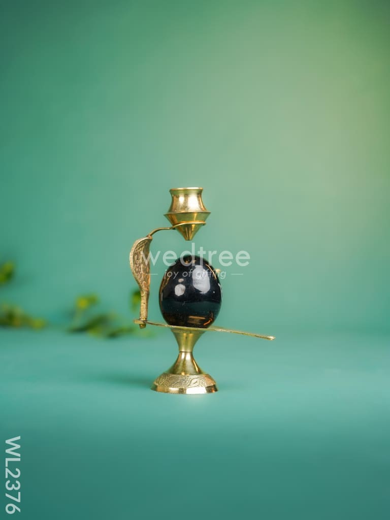 Om Shivling With Brass Stand - Wl2376 Figurines Rg