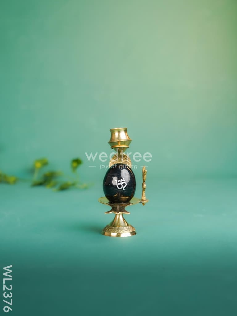 Om Shivling With Brass Stand - Wl2376 Figurines Rg