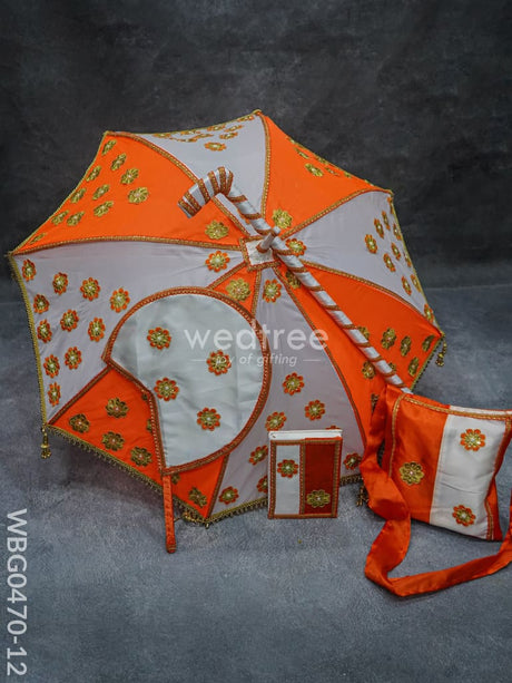 Orange & White Color Kasi Yatra Set - Wbg0470-12 Wedding Essentials